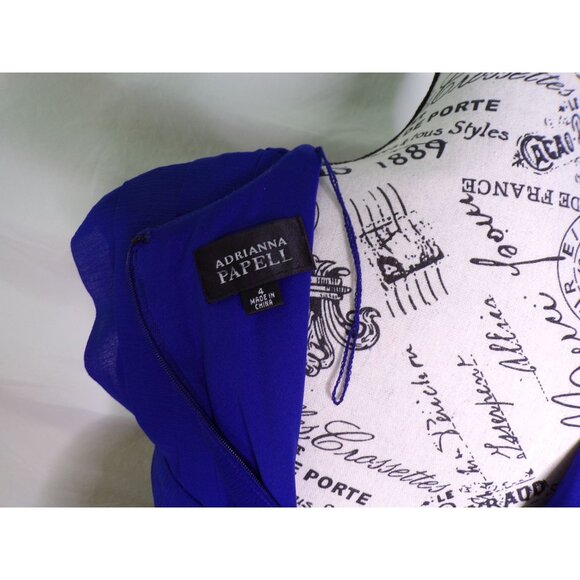 🆕 Adrianna Papell Layered Tiered Chiffon Cap Sleeve Dress 4 Blue - Picture 11 of 11